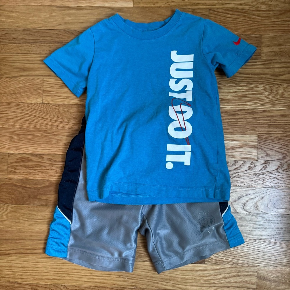 Nike Teal Blue Youth Tee with White Swoosh